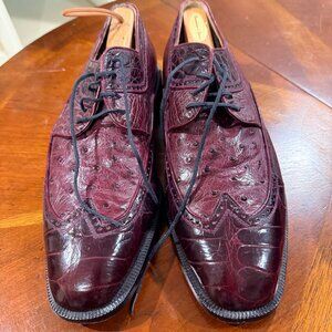 Cordovan Alligator and Ostrich Quill dress shoes. Size 11